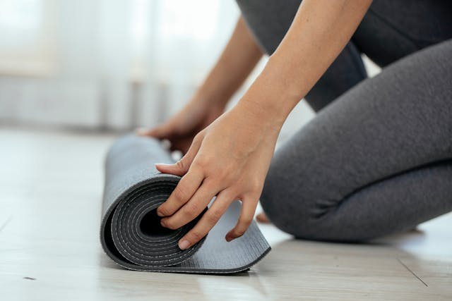 Yoga mat for post-nap self-care routine